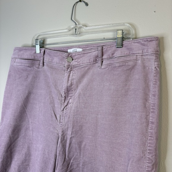 Loft Plus Women's Sz 18 Mauve Pink Velveteen High Waist Wide Leg Cropped Pants - Picture 3 of 6